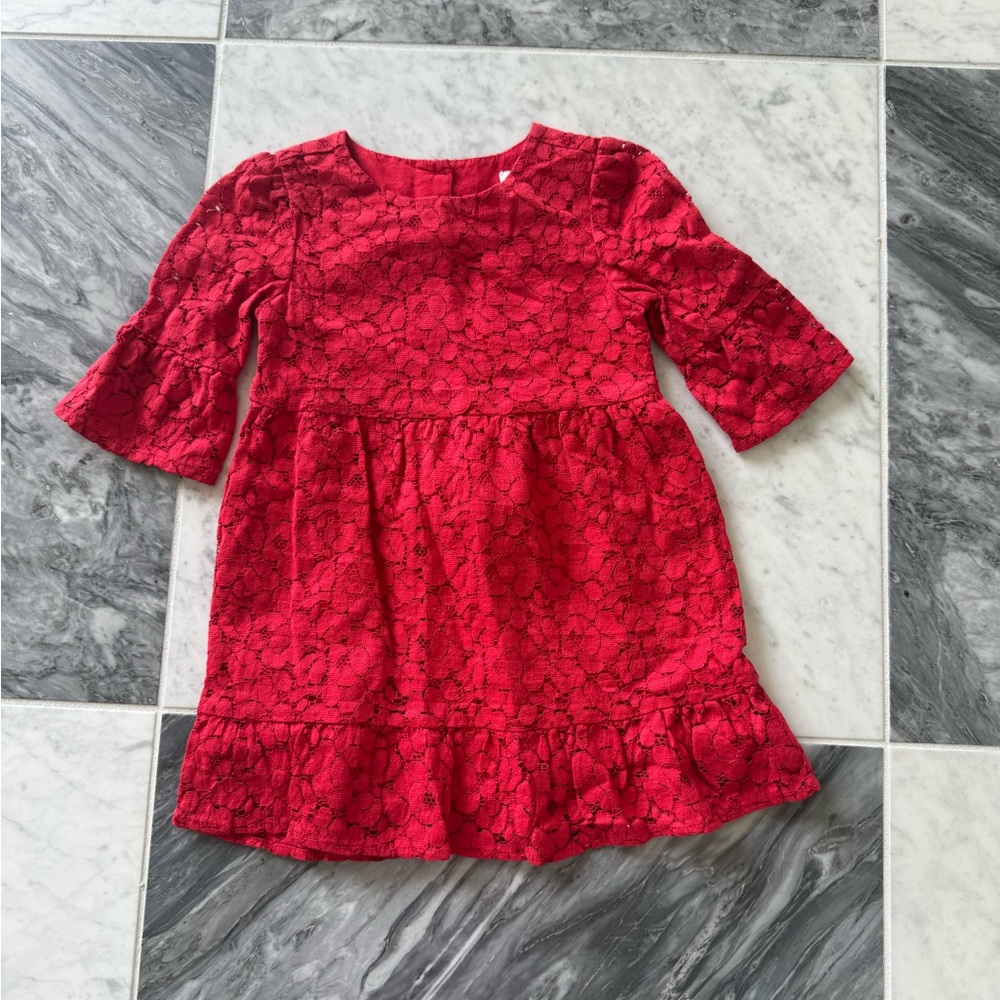 Red lace holiday dress. Gap kids. 2 years